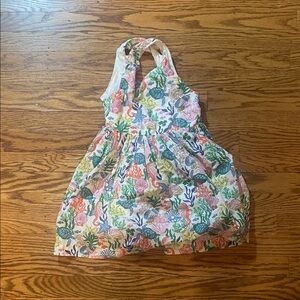 Mini Boden Coral and Blue Sea Print Dress